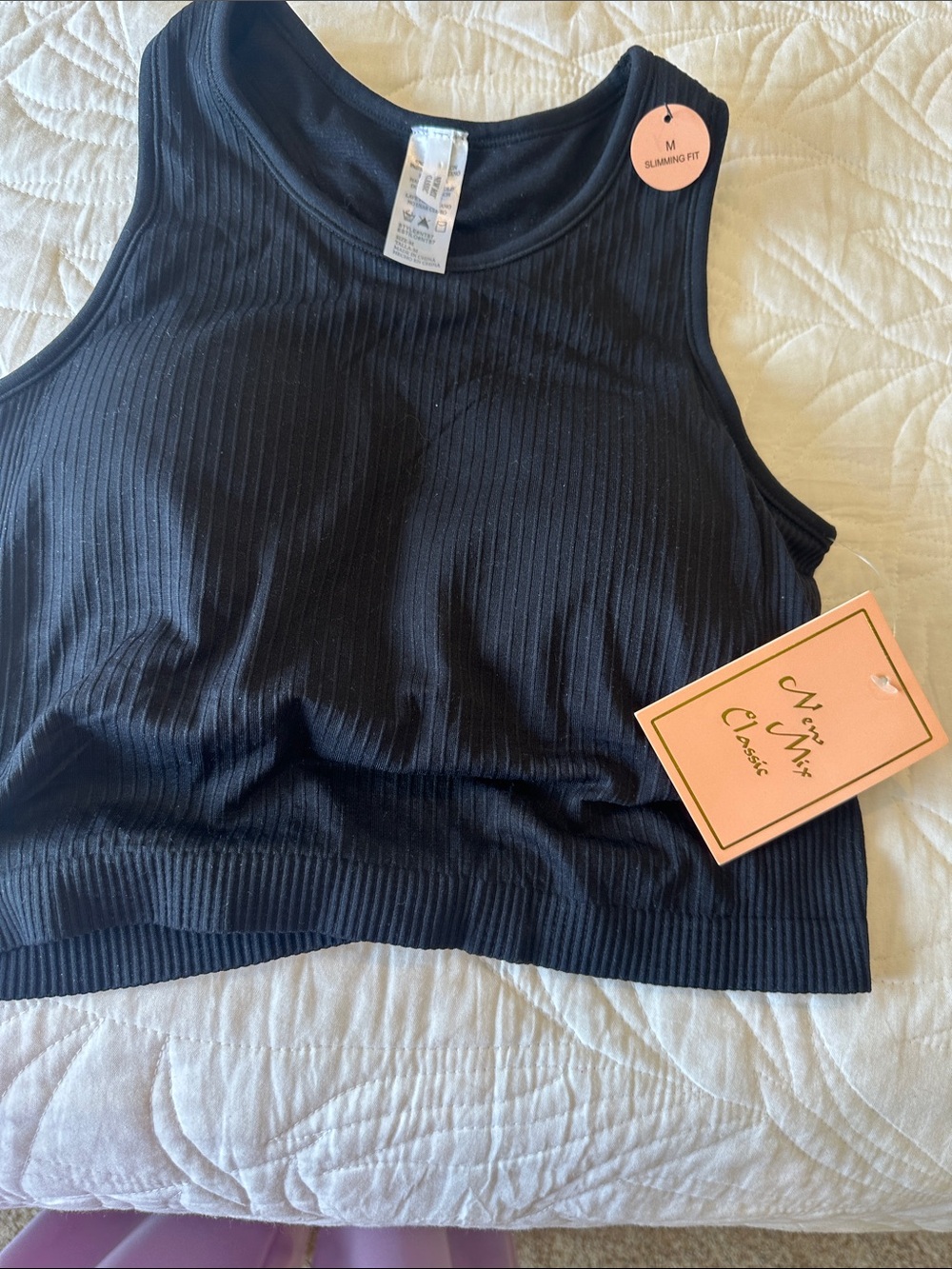 New Mix Classic Black Ribbed Tank Crop Top